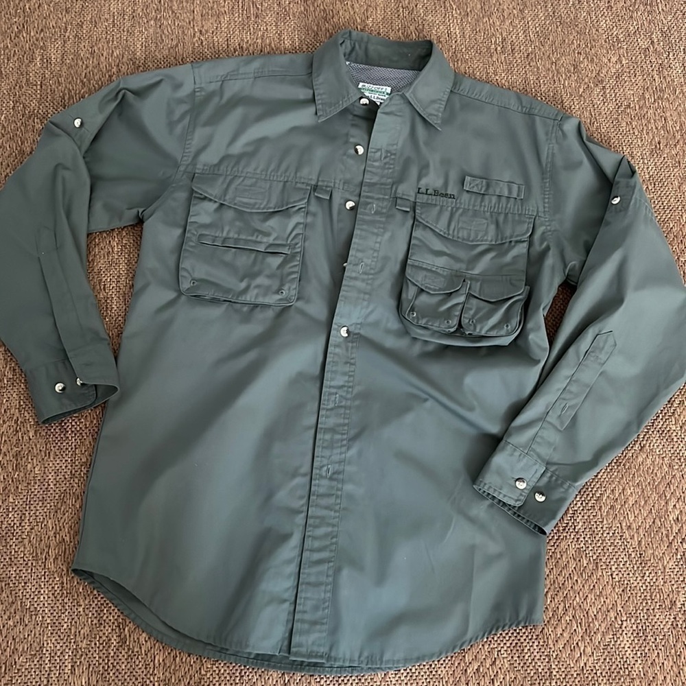 L.L.Bean Buzz Off insect shield repellent apparel Fishing Camping Shirt S